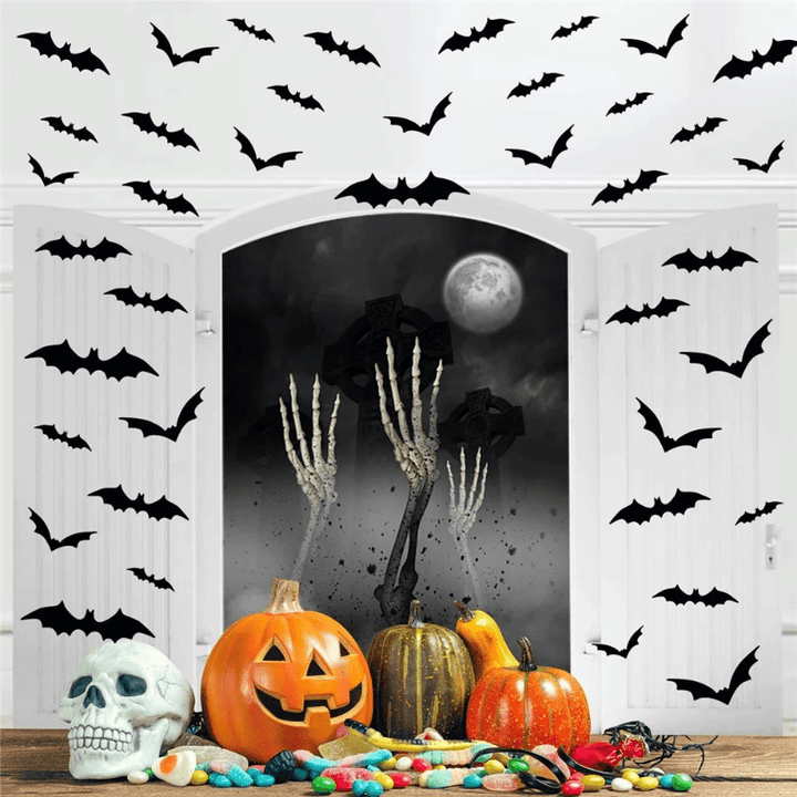 3D Bat Wall Stickers for Halloween – Spooky Wall Decoration for Parties &amp; Home