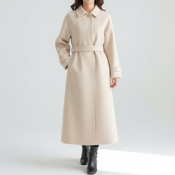 Women's Coat with Belt and Water-Repellent Design 