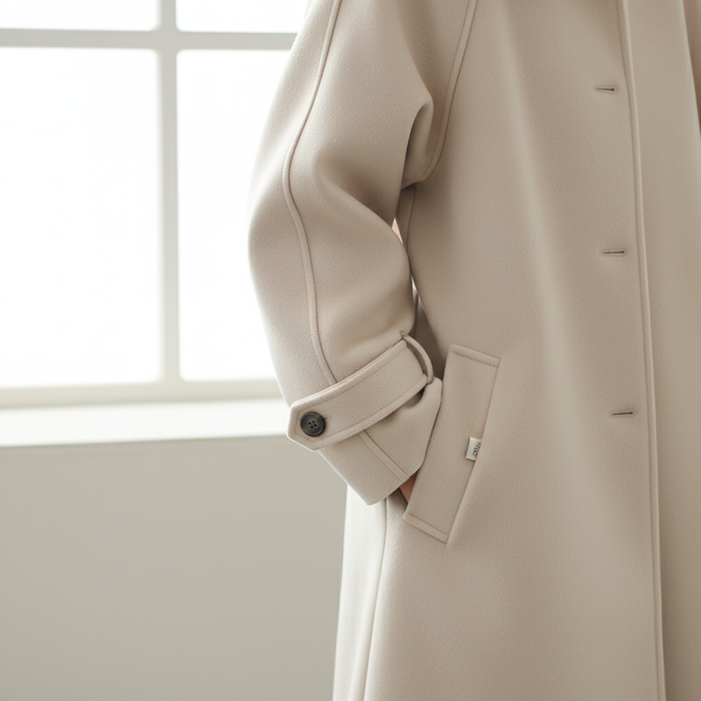 Women's Coat with Belt and Water-Repellent Design 