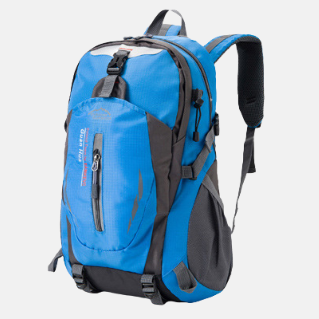 Water-resistant outdoor backpack with multiple compartments for travel and everyday use