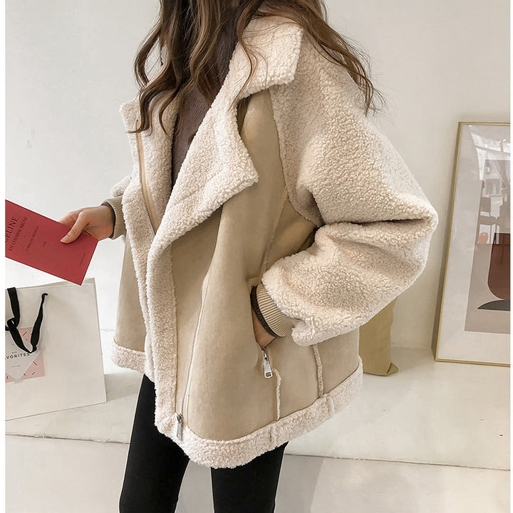 Women's Jacket with Zipper in Teddy Look