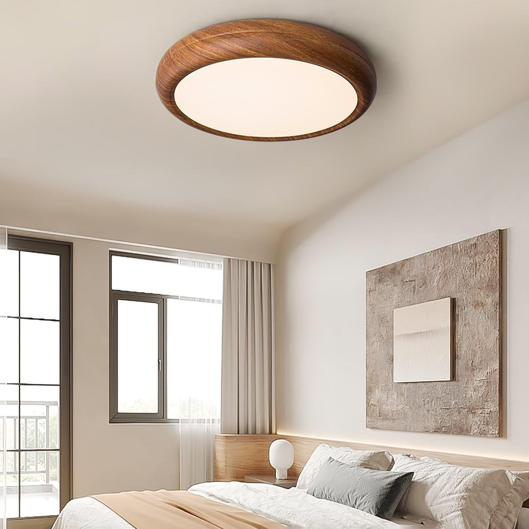 Round ceiling light with wood look and acrylic