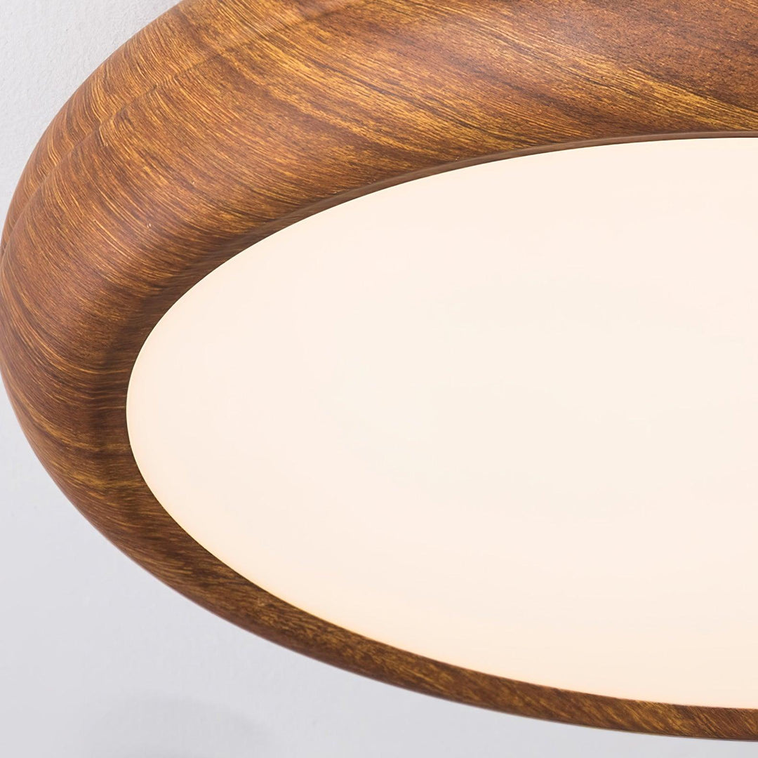 Round ceiling light with wood look and acrylic