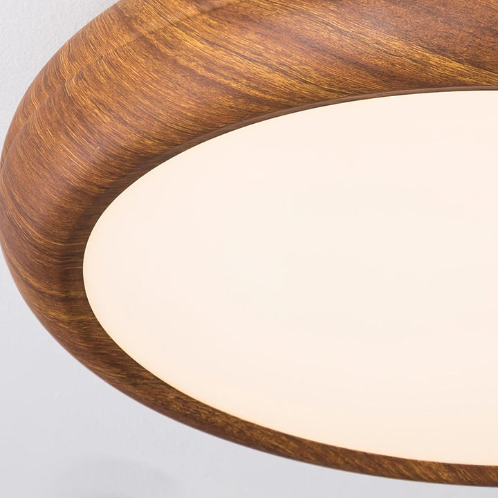 Round ceiling light with wood look and acrylic