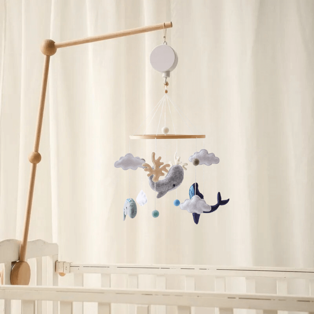 Wooden baby mobile for crib and nursery – Natural design for peaceful sleep