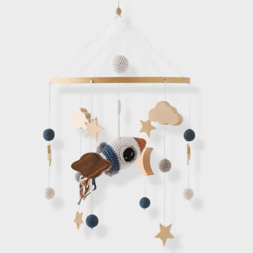 Wooden baby mobile for crib and nursery – Natural design for peaceful sleep