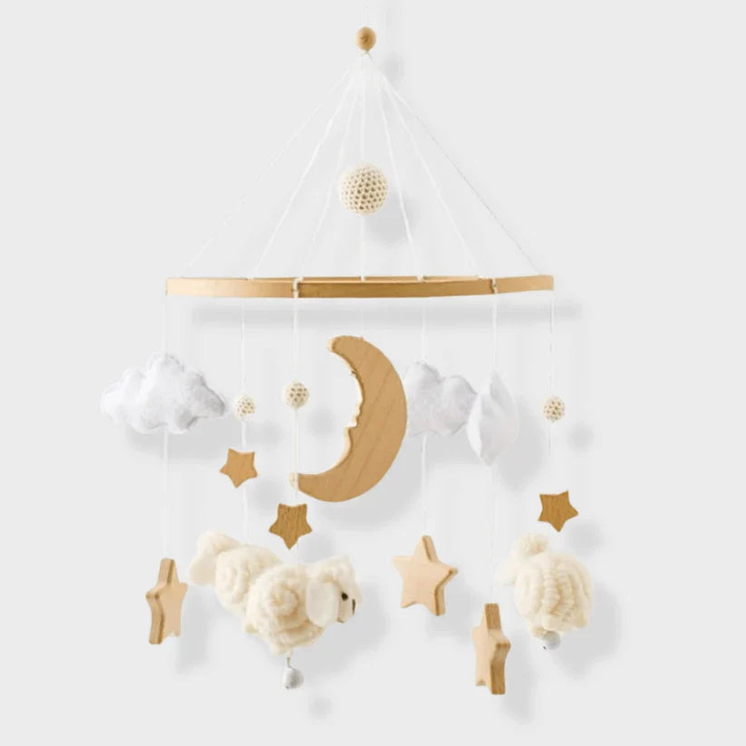 Wooden baby mobile for crib and nursery – Natural design for peaceful sleep