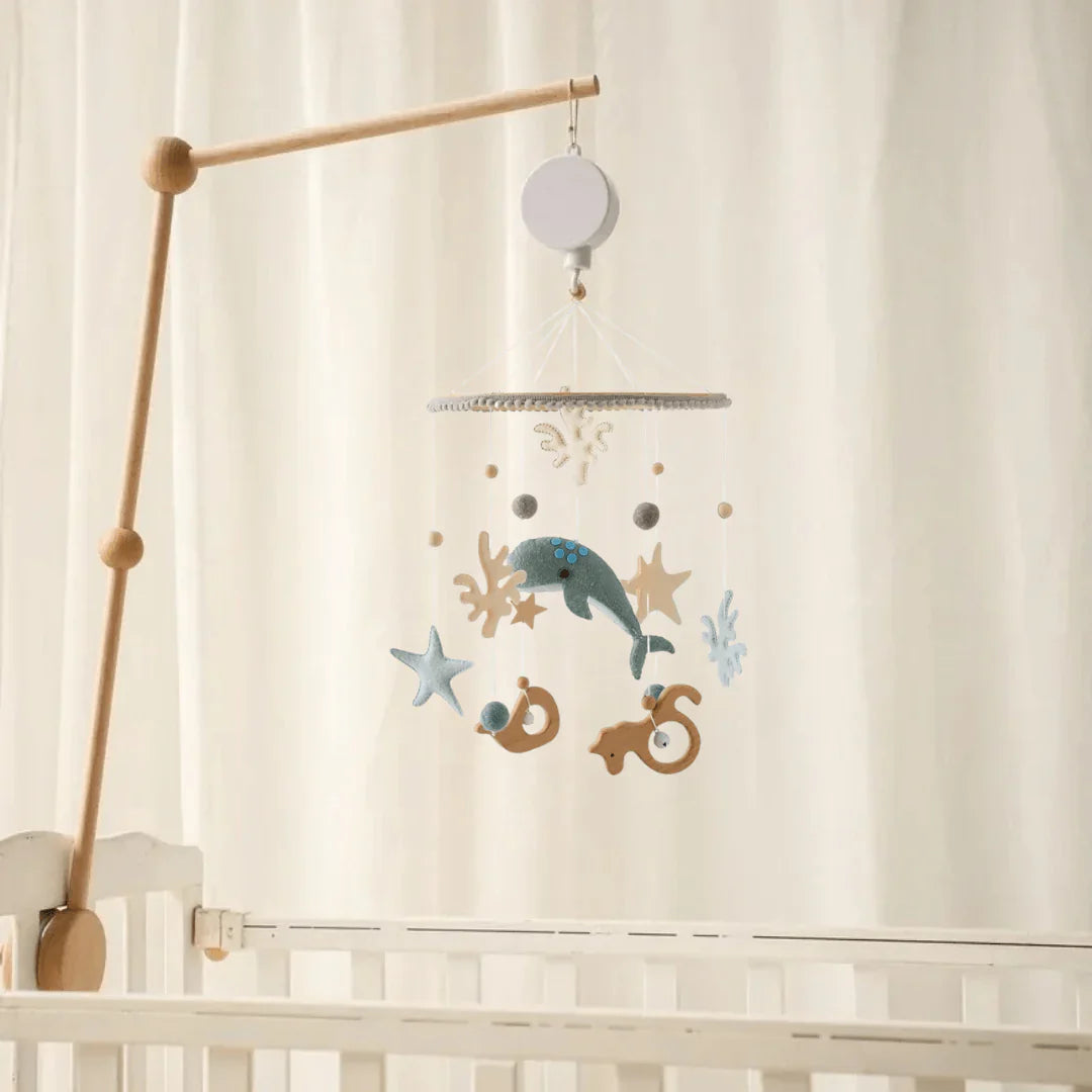 Wooden baby mobile for crib and nursery – Natural design for peaceful sleep