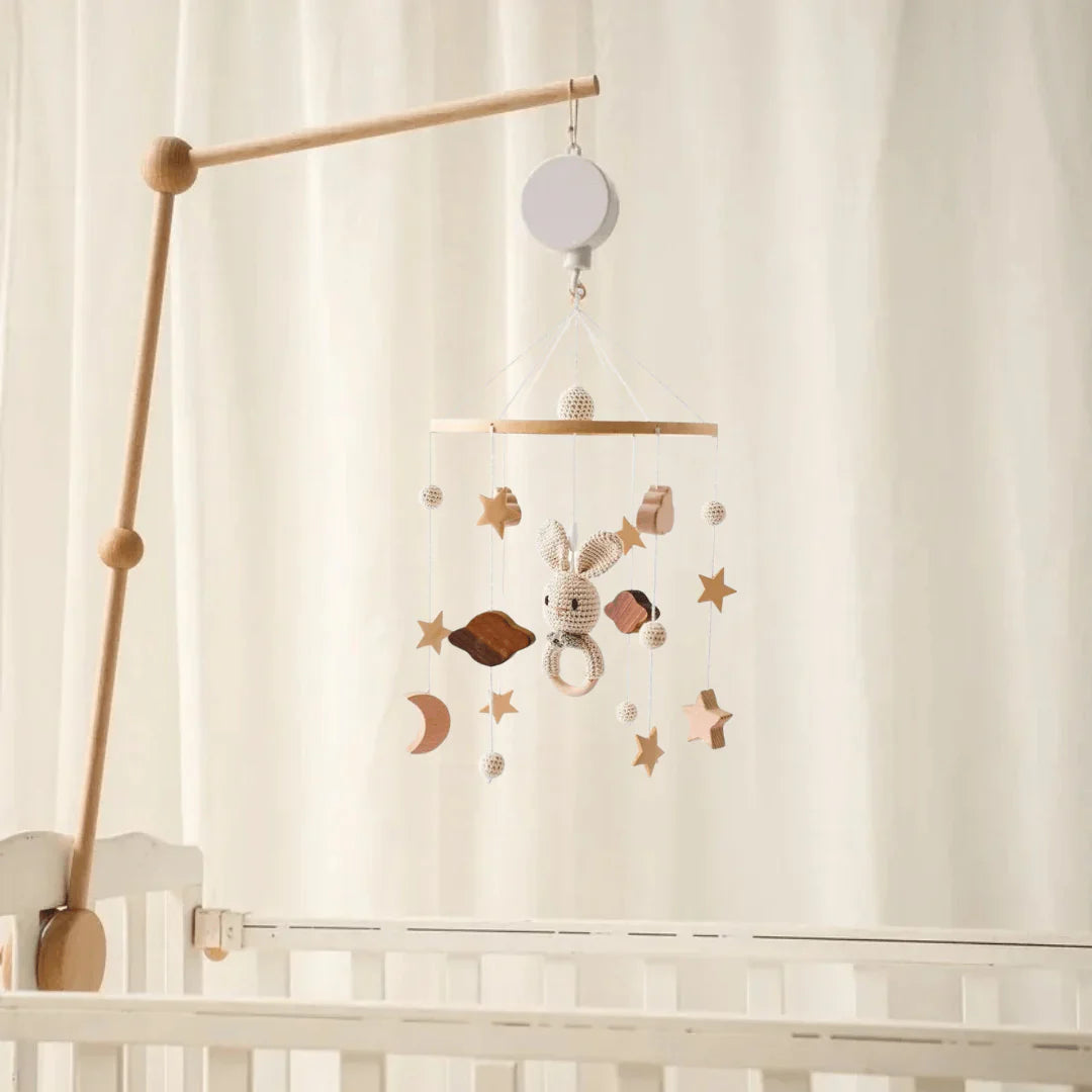 Wooden baby mobile for crib and nursery – Natural design for peaceful sleep