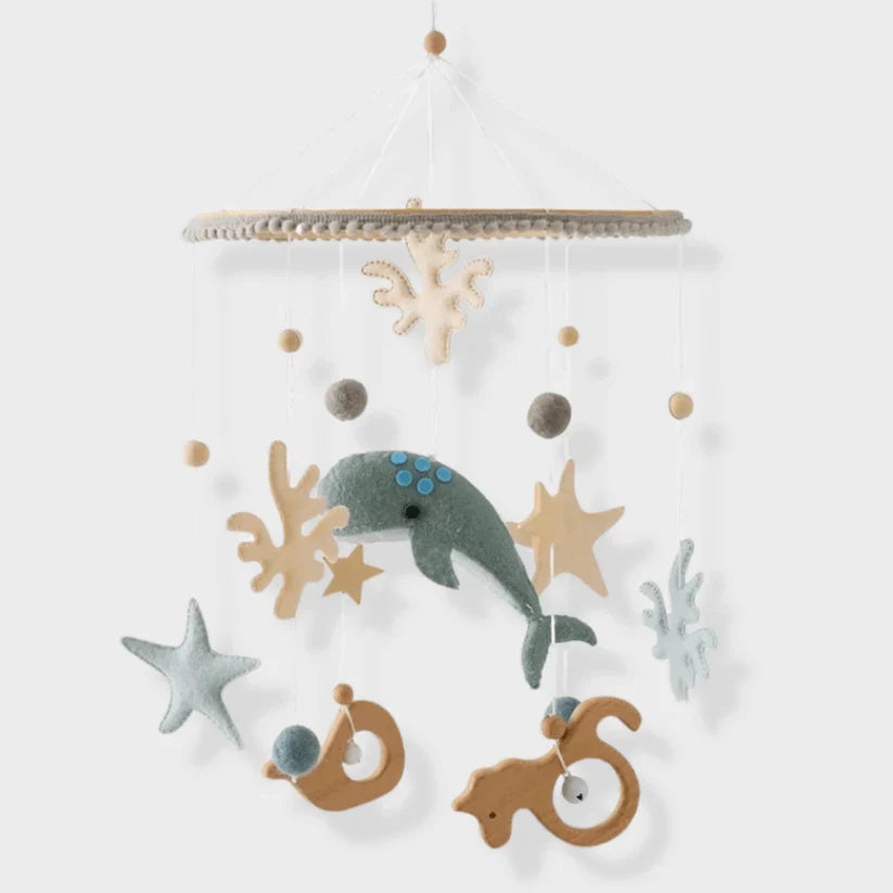 Wooden baby mobile for crib and nursery – Natural design for peaceful sleep