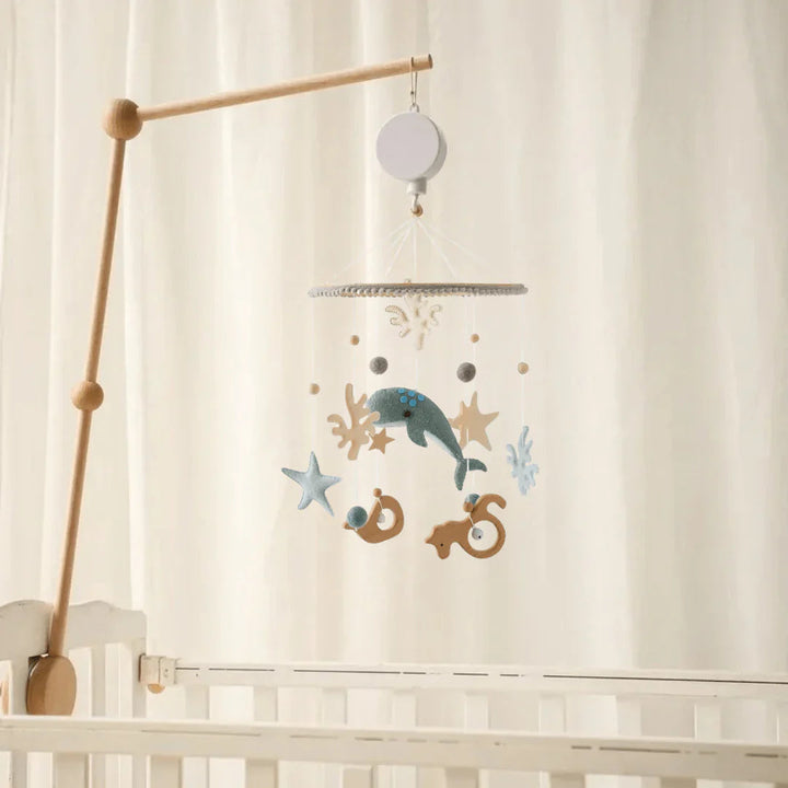 Wooden baby mobile for crib and nursery – Natural design for peaceful sleep