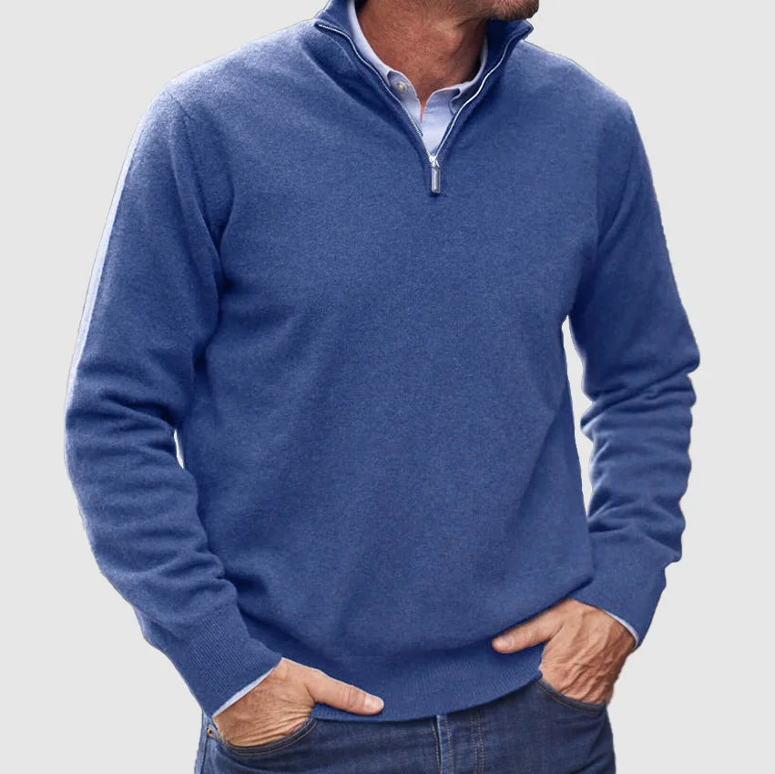 Men's Cashmere Pullover with Zipper in Italian Design