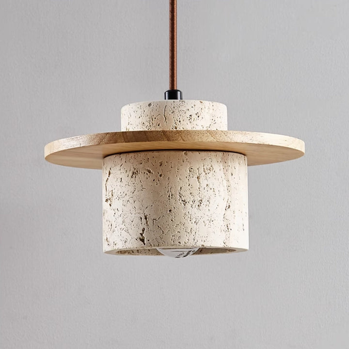 Travertine pendant lamp with natural stone structure in a modern design