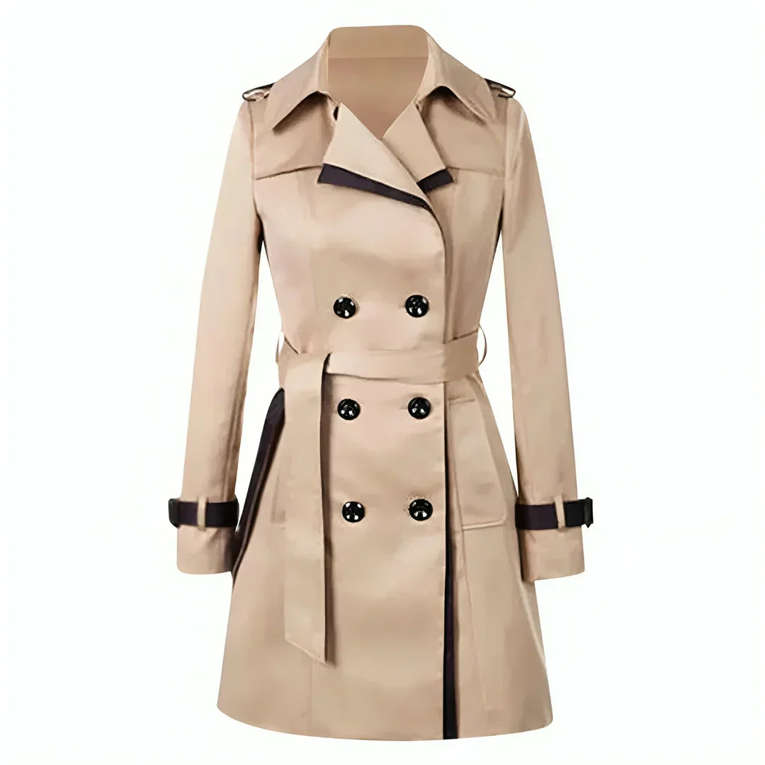 Women's Long Trench Coat with Classic Design