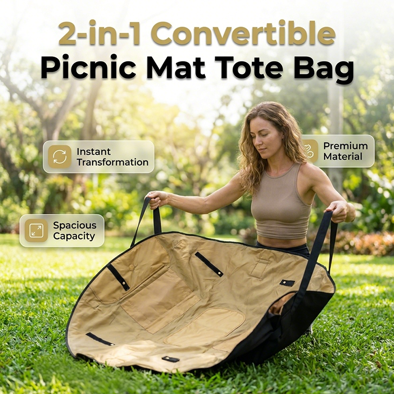 Gefaltete Picknickdecke mit Tragegriff in Taschenform