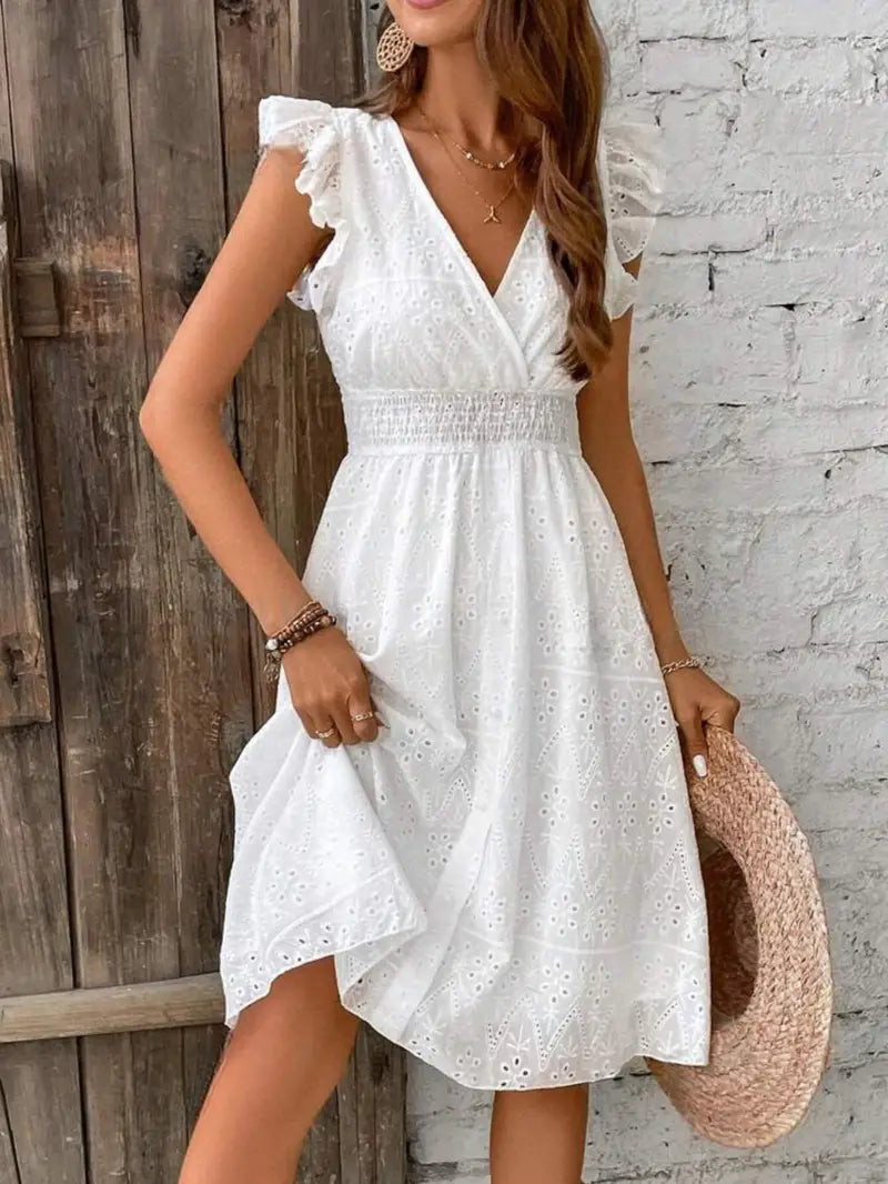 Flutter Sleeve Dress with Flowing Silhouette