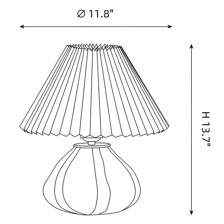 Table Lamp Pleated Fabric Mid Century Design