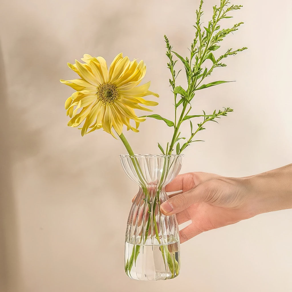Klarer Glasvase mit gestreiftem Herbst-Ambiente Dekor