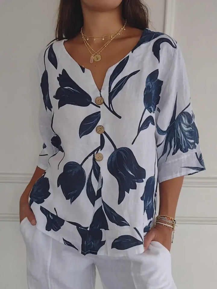 Printed V-Neck Tunic Top for Women