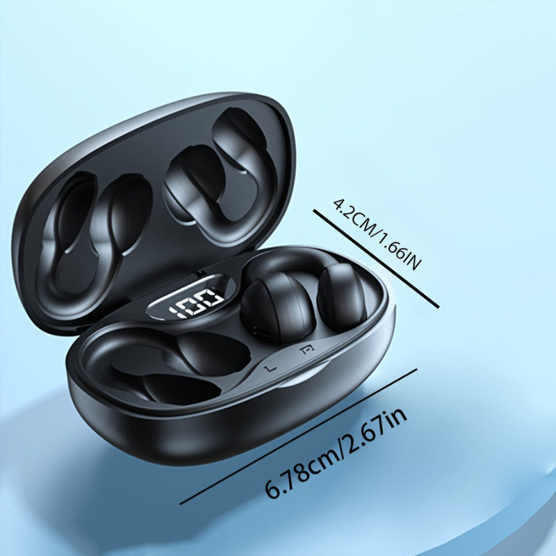 Wireless touch headset earrings with sporty design and charging case
