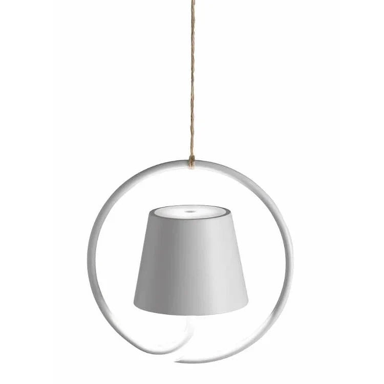 Rechargeable LED pendant light with ring structure for indoor &amp; outdoor use