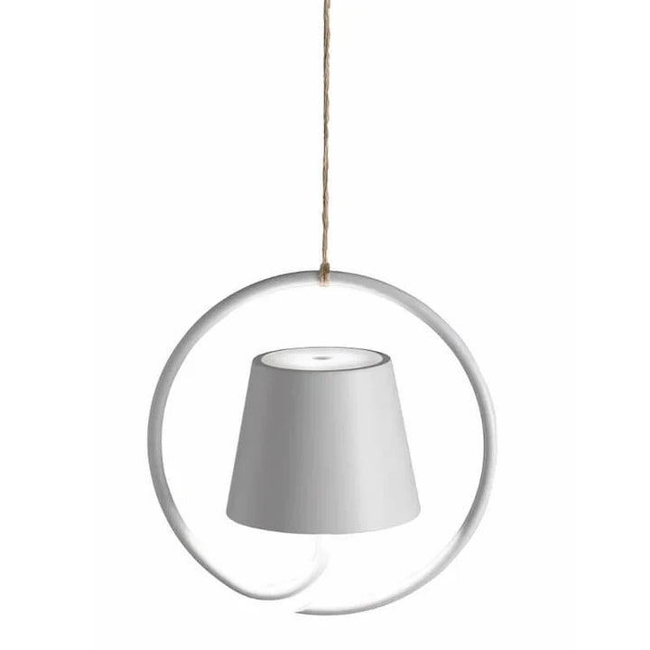 Rechargeable LED pendant light with ring structure for indoor &amp; outdoor use