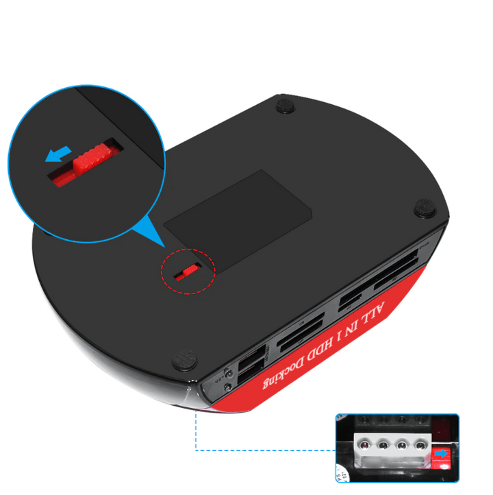 USB hard drive docking station with card reader &amp; plug-and-play function
