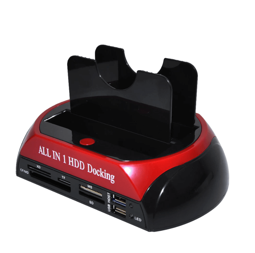 USB hard drive docking station with card reader &amp; plug-and-play function