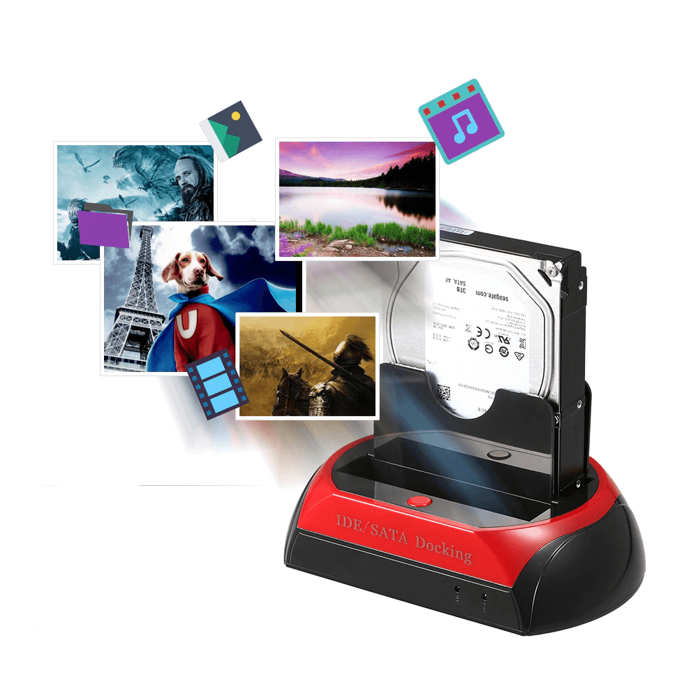 USB hard drive docking station with card reader &amp; plug-and-play function