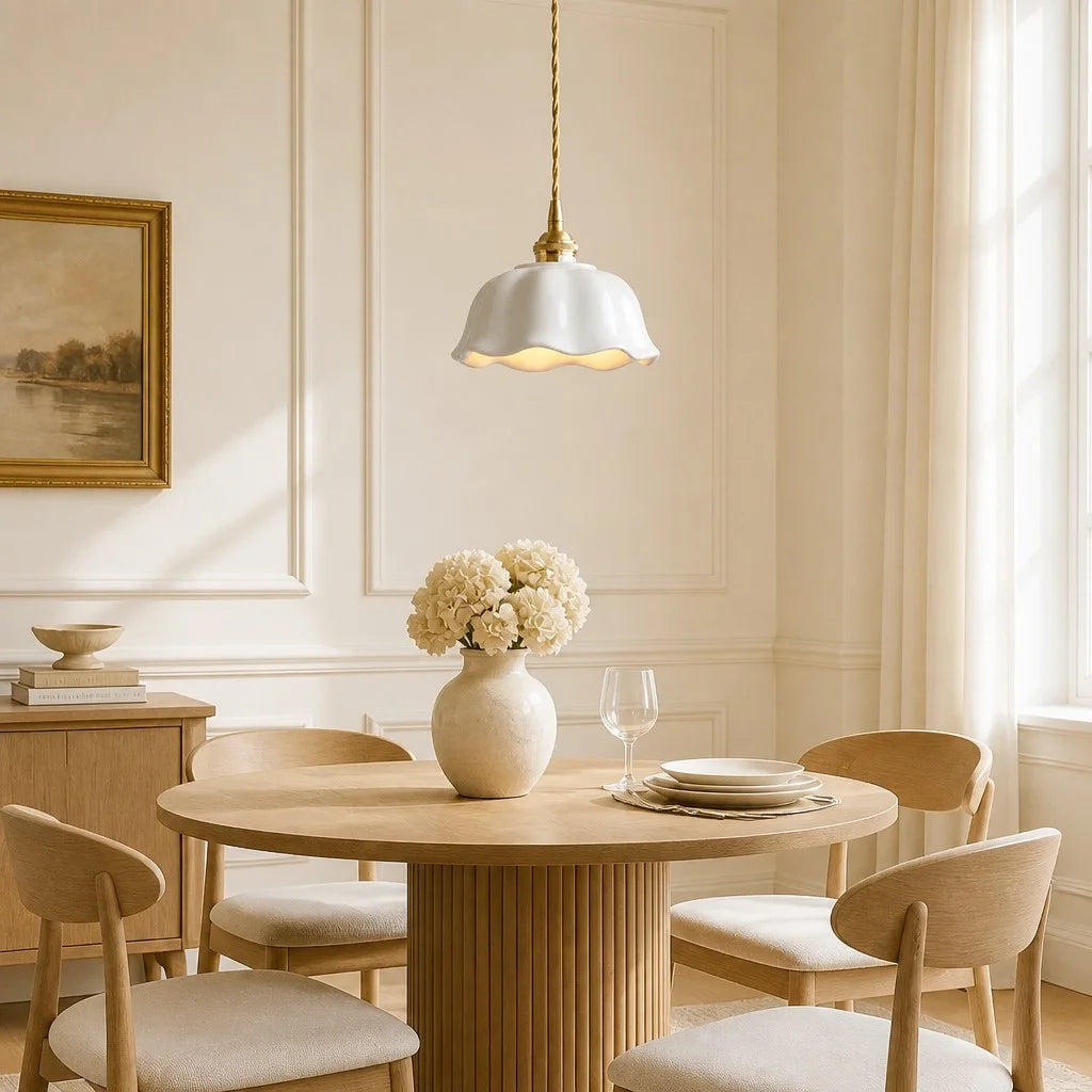 Ceramic Pendant Light Modern Flower Design