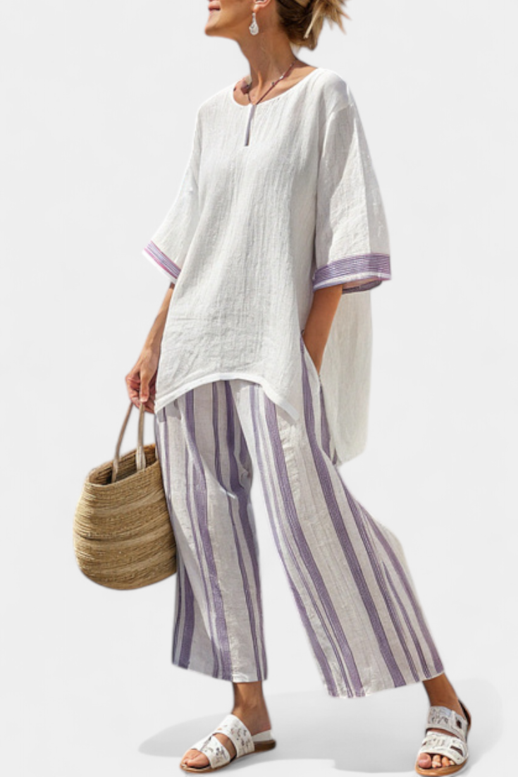 Women's Comfortable Striped Lounge Set