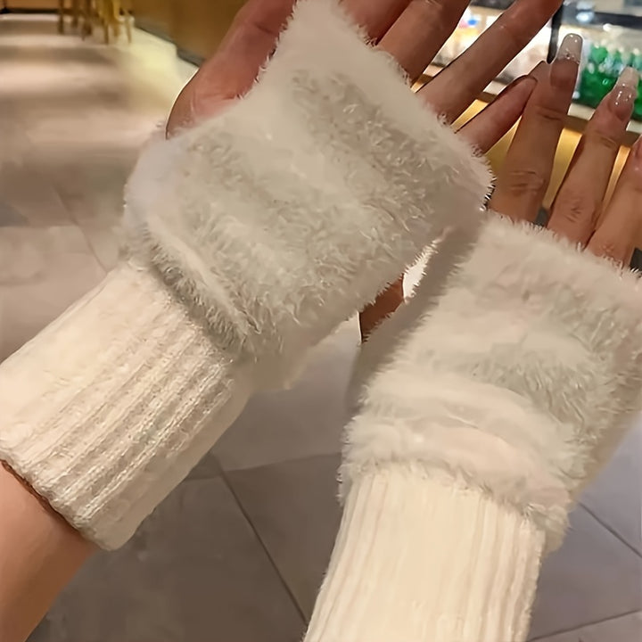Fingerless winter gloves for women