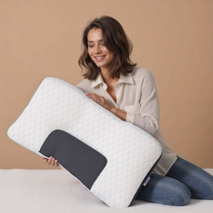 Sleeping pillow with a relaxing design and gentle neck support