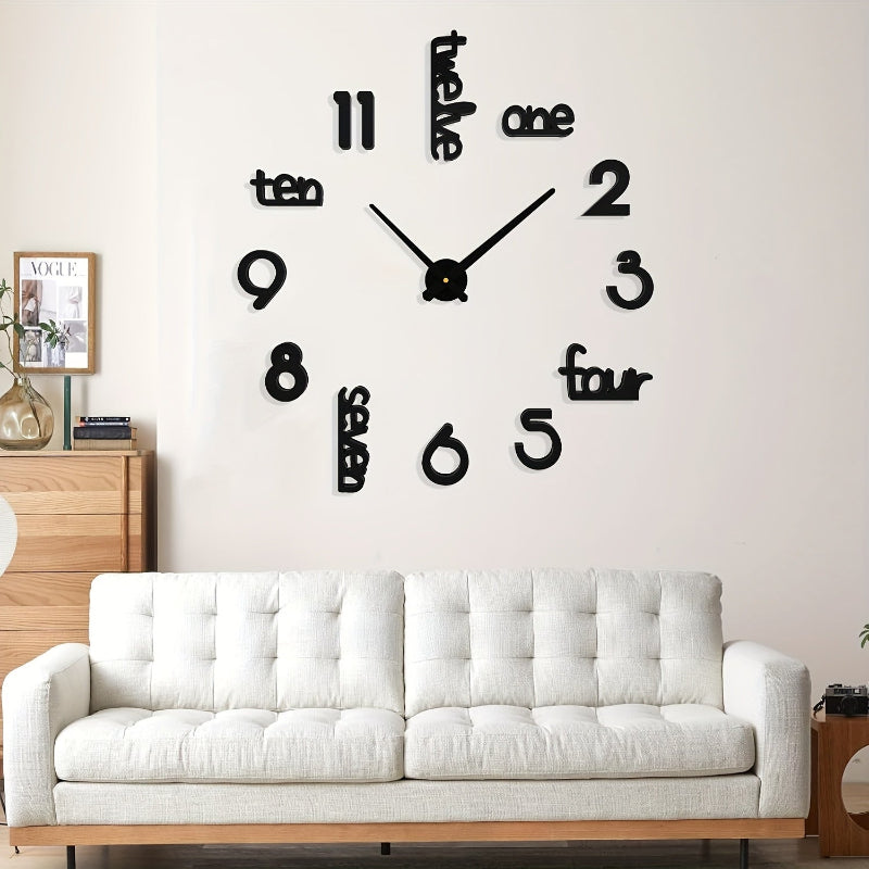 Modern 3D frameless wall clock for living room