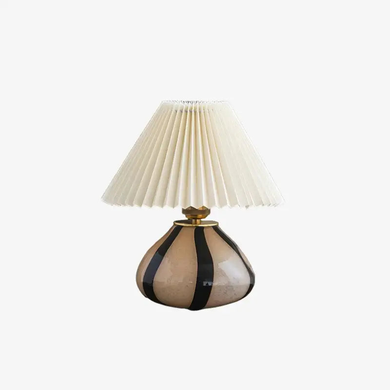 Table Lamp Pleated Fabric Mid Century Design