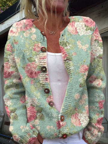 Women's cardigan with floral pattern and warm design 