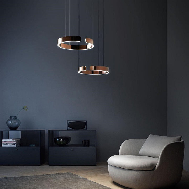 Modern LED pendant light in ring shape with ceiling mounting