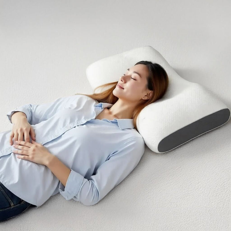 Sleeping pillow with a relaxing design and gentle neck support