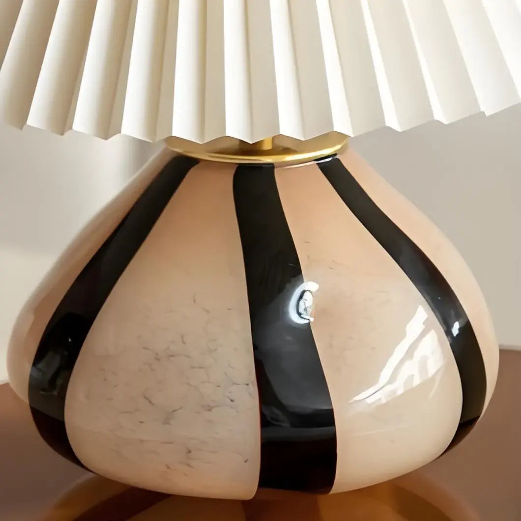 Table Lamp Pleated Fabric Mid Century Design