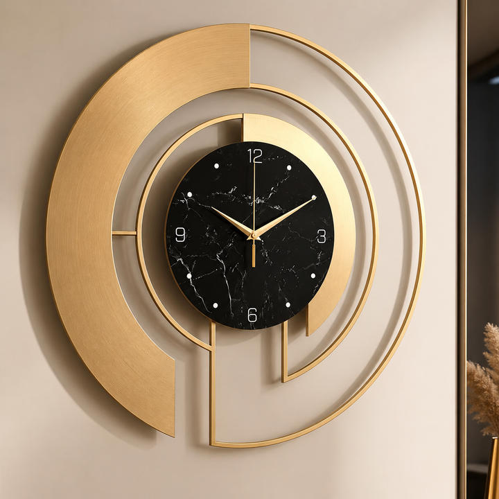 Metall-Wanduhr Rund Geometrisch Lautloses Uhrwerk