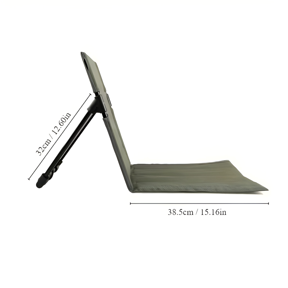 Klappstuhl aus leichtem Aluminium mit schwarzem Polster