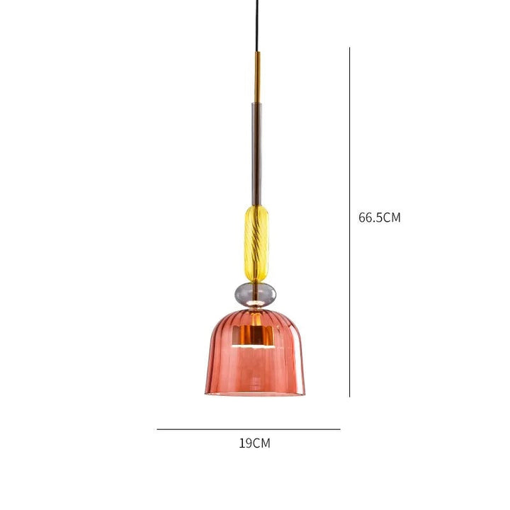 Seitliche Ansicht der höhenverstellbaren Pendelleuchte mit Glasschirm