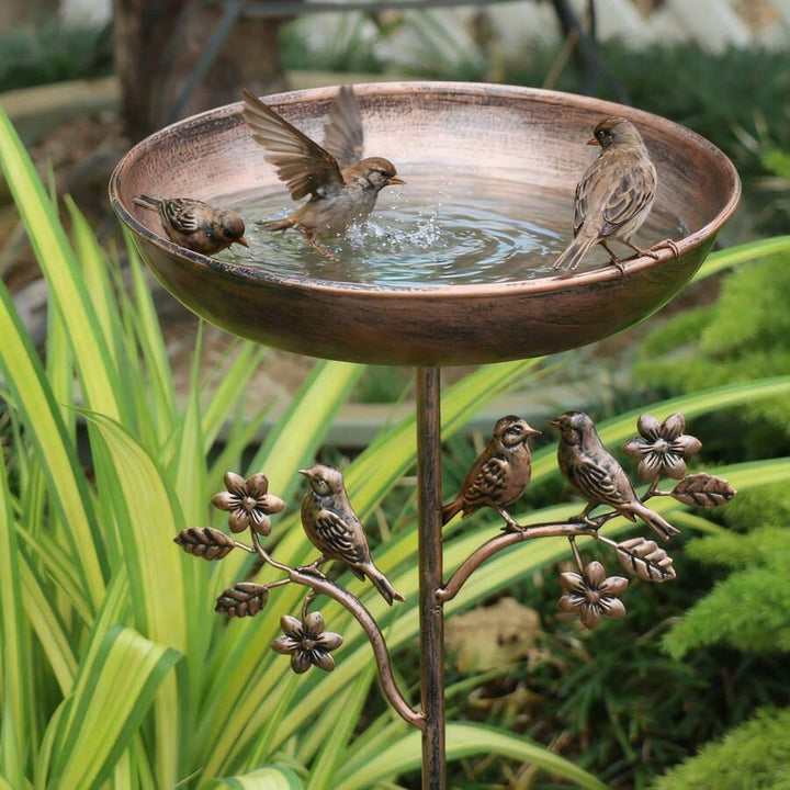 Garten Vogelbad Metallspieß Vintage Kupferoptik