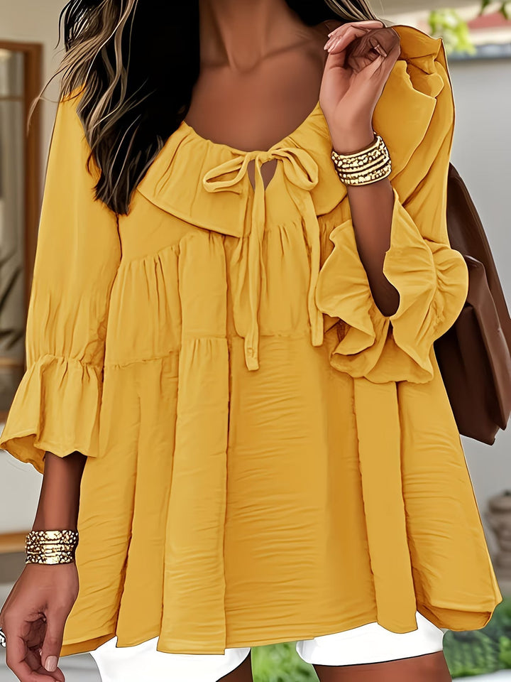 Elegant Ruffled Neckline Blouse for Women