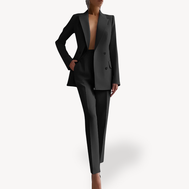 Women's trouser suit with blazer and straight cut