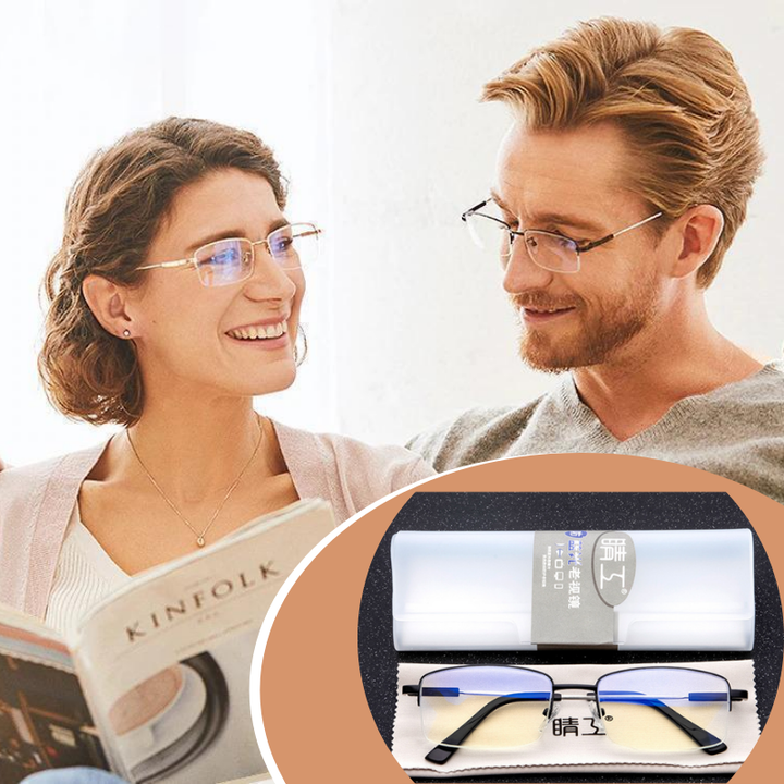 Unisex glasses with blue light filter and smart zoom