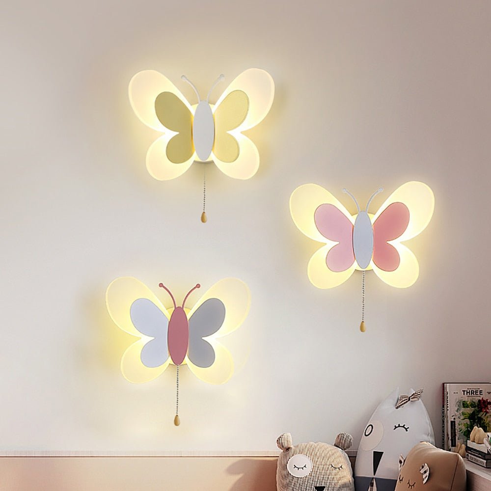 Playful, child-friendly LED wall light with butterfly motif