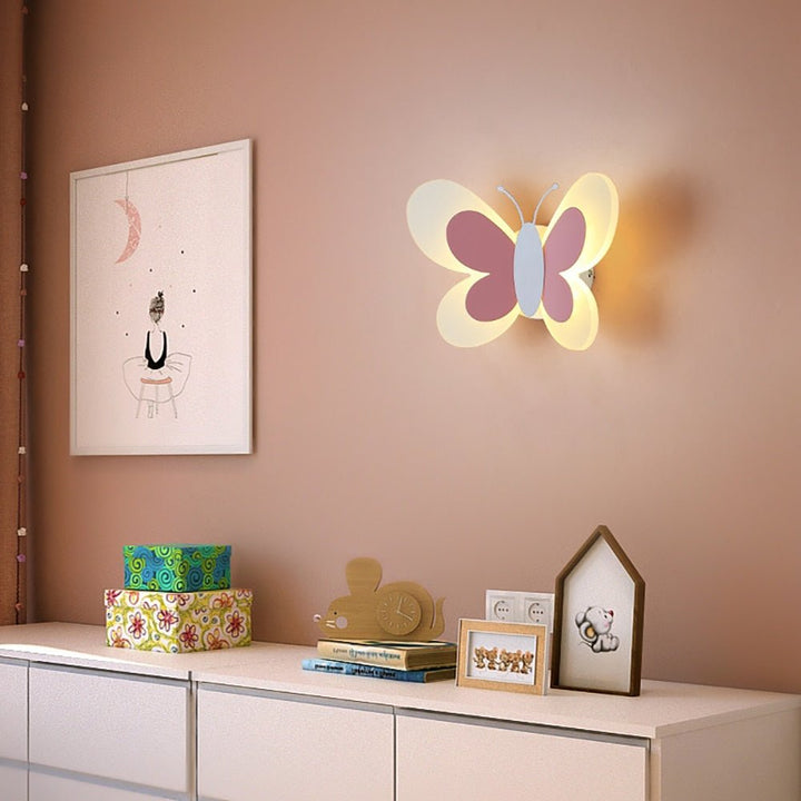 Playful, child-friendly LED wall light with butterfly motif