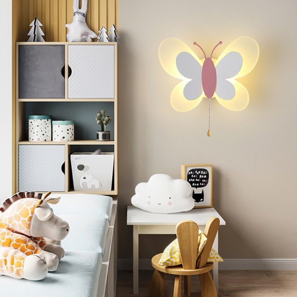 Playful, child-friendly LED wall light with butterfly motif