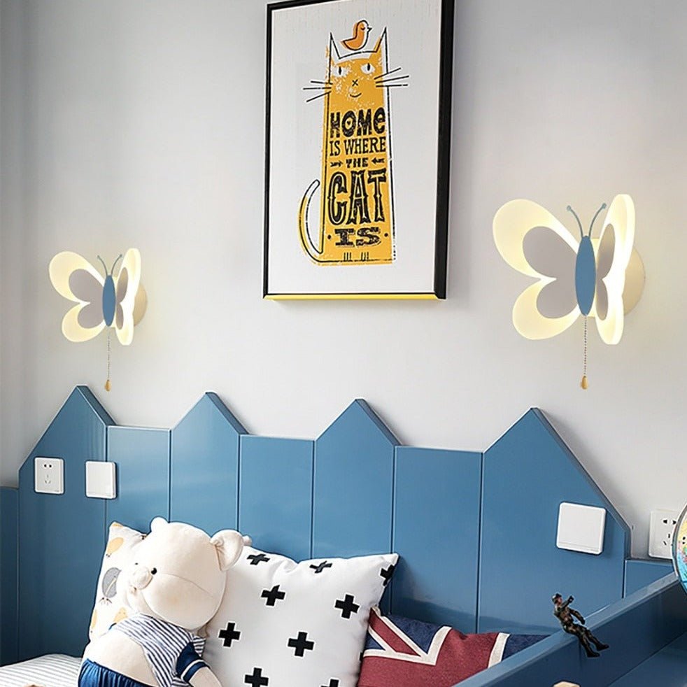 Playful, child-friendly LED wall light with butterfly motif